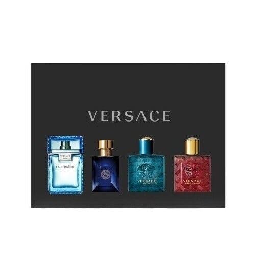 Versace Cologne Gift Set for Men - 4 Piece Mini Fragrance Collection | Perfect for Holidays, Birthdays & Special Occasions