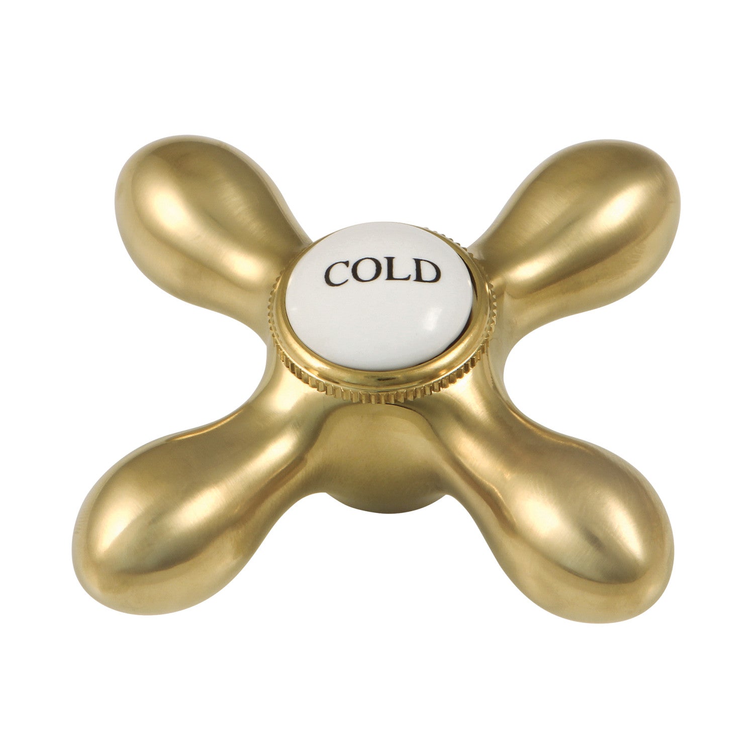 Vintage Brass Cross Handle Faucet - AEMX7C Cold Water Side, Brushed Brass Finish for Bathroom & Kitchen Sink Installation