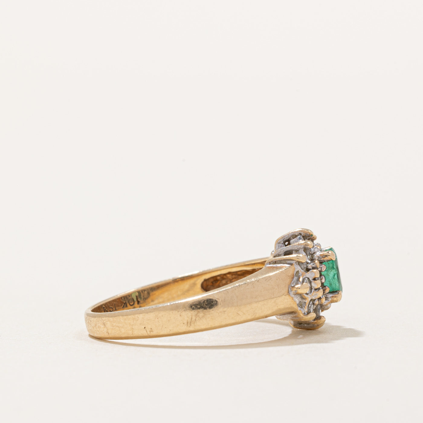 Emerald & Diamond Ring - 0.16ct Emerald & 0.14ctw Diamond Engagement Ring, Size 6, 925 Sterling Silver, Perfect for Wedding, Anniversary & Proposal Gifts