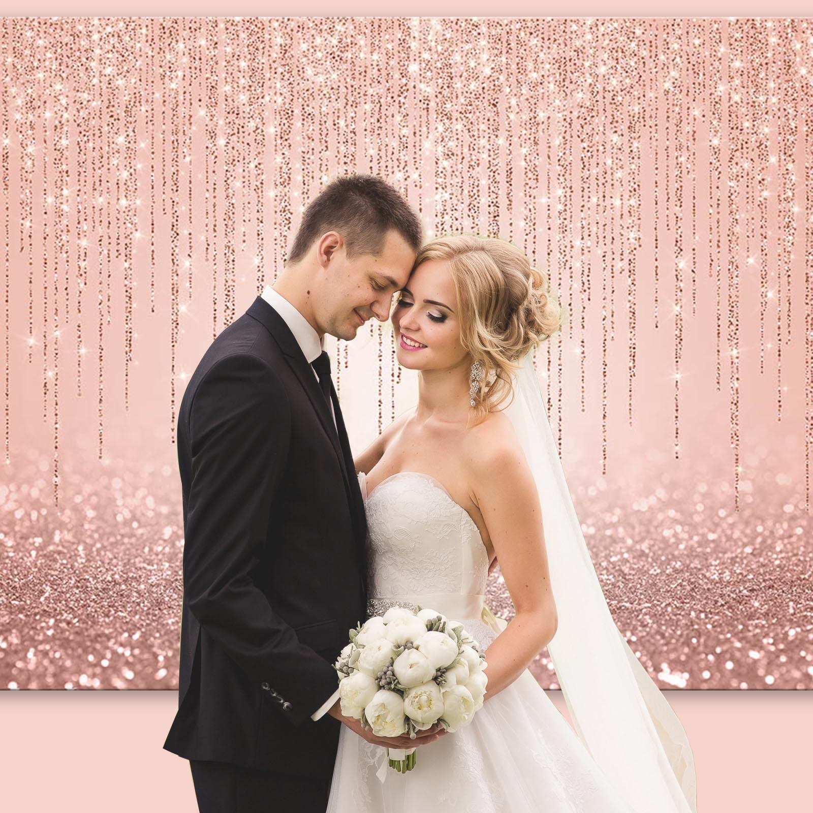 Rose Gold Glitter Backdrop - Sweet Pink Birthday Party Background for Women, Girls, Baby Showers & Kids Portraits | Avezano Photo Props | Perfect for Birthday Parties, Baby Showers, Bridal Showers & Photo Booths