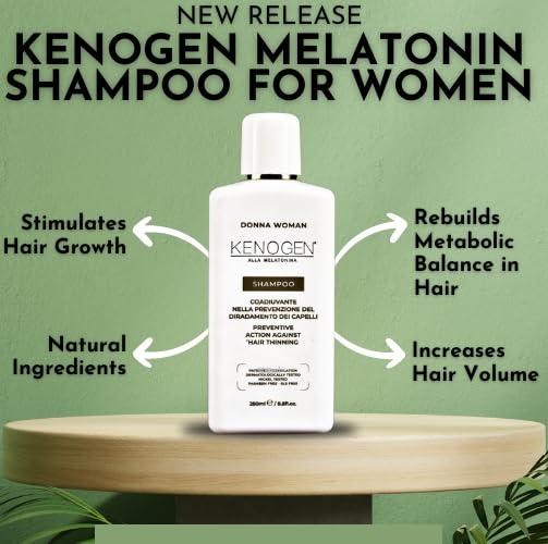 Kenogen Natural Hair Growth Shampoo for Women with Melatonin - Thickening & Volumizing Shampoo for Thinning Hair - Vegan Hair Regrowth Treatment to Revitalize & Stimulate Growth | Perfect for Daily Use & Hair Loss Prevention