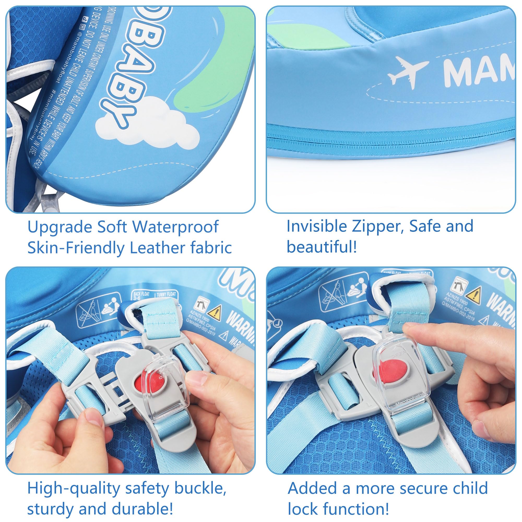 Mambobaby Baby Float with Sun Canopy & Tail - Safe Inflatable Pool Float for Toddlers & Kids - Perfect for Swimming, Beach, and Backyard Pools