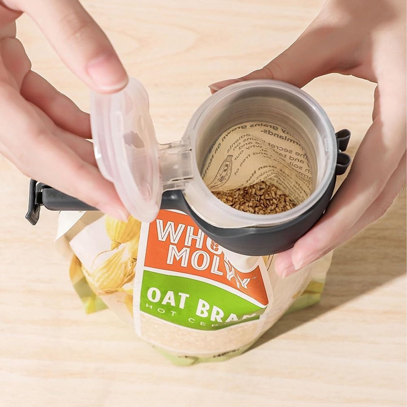 5-Pack Orange Snack Bag Clips with Pour Spouts - Reusable Food Storage Sealing Clips for Chips, Cereal, Flour & Dry Goods - Perfect for Kitchen Pantry Organization & Mess-Free Pouring