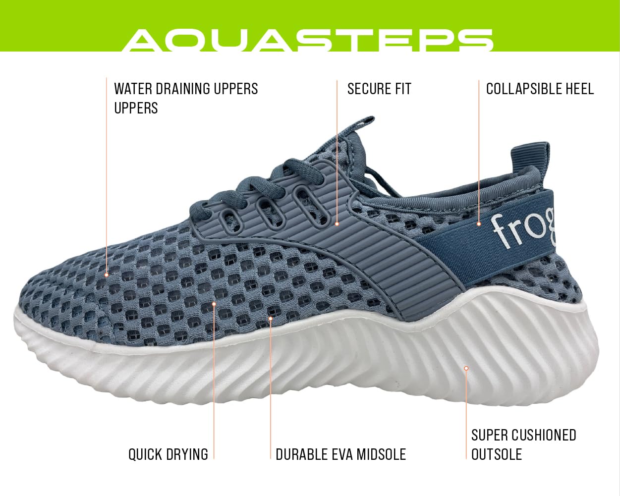 FROGG TOGGS Women's Aquasteps Water Shoes - Lightweight Quick-Dry Slip-On for Beach, Pool, Yoga & Water Sports