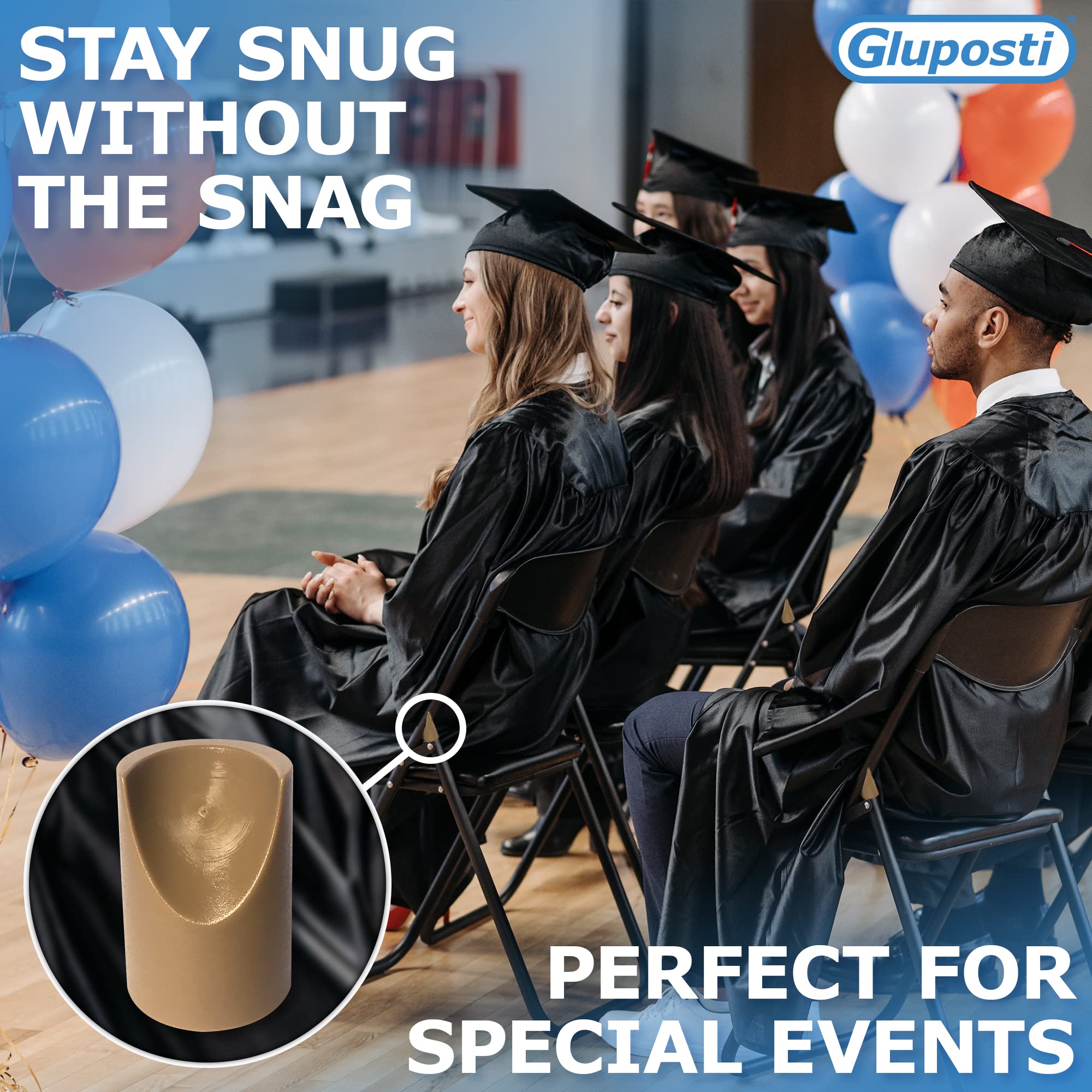 8 Pack Beige Folding Chair Leg Caps - 7/8 Inch Inner Diameter Heavy Duty Nylon V-Tip Stabilizer Plugs, Non-Scratch Round Top Protectors for Metal & Padded Chairs - Perfect for Banquet Halls, Outdoor Events & Home Use