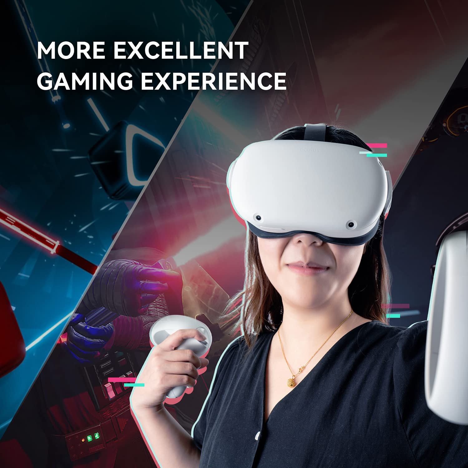 CNBEYOUNG VR Face Cover & Lens Cover for Oculus Quest 2 - Sweatproof Silicone Face Pad Mask, Washable Lightproof Anti-Leakage Cushion Replacement (Black) - Perfect for Gaming, Fitness VR & Extended Play Sessions