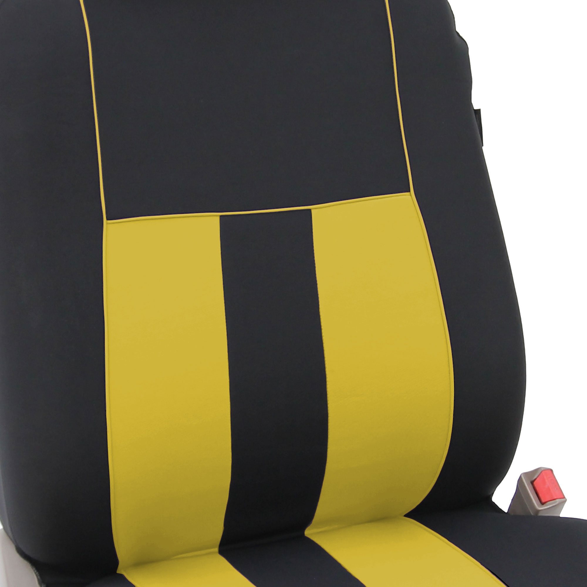 FH Group Universal Car Seat Covers - Full Set Yellow Striped Design, Airbag Compatible & Split Rear Seat Cover for Cars, Trucks, SUVs | Durable Interior Accessories for Daily Commute & Road Trips