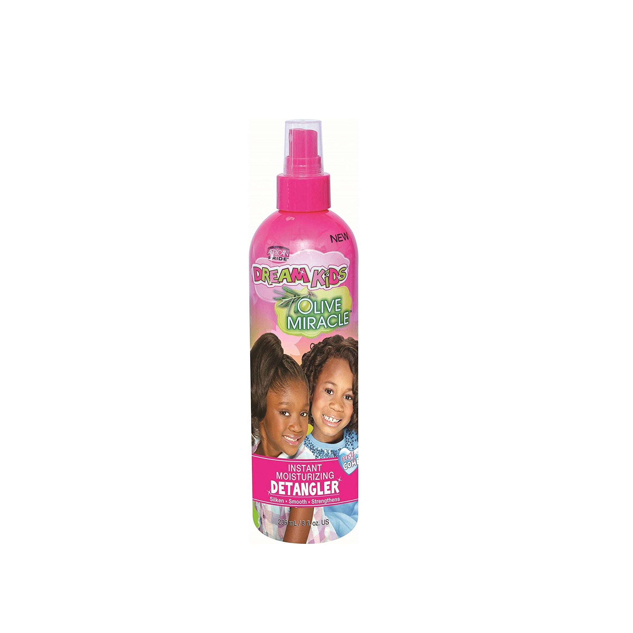 African Pride Dream Kids Olive Miracle Instant Moisturizing Detangler 8 oz - Kids Hair Detangling Spray for Curly, Coily & Natural Hair - Perfect for Daily Moisture & Frizz Control at Home or School
