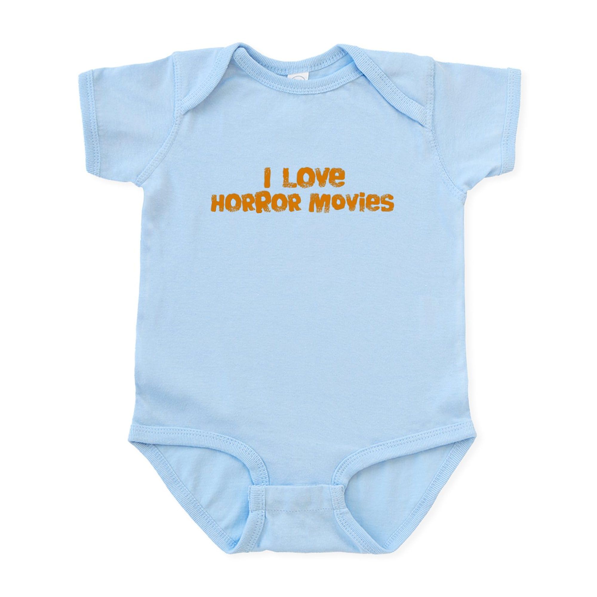 CafePress I Love Horror Movies Baby Bodysuit - Cute Infant Romper for Boys & Girls - Perfect for Halloween, Movie Nights & Horror Fan Gifts