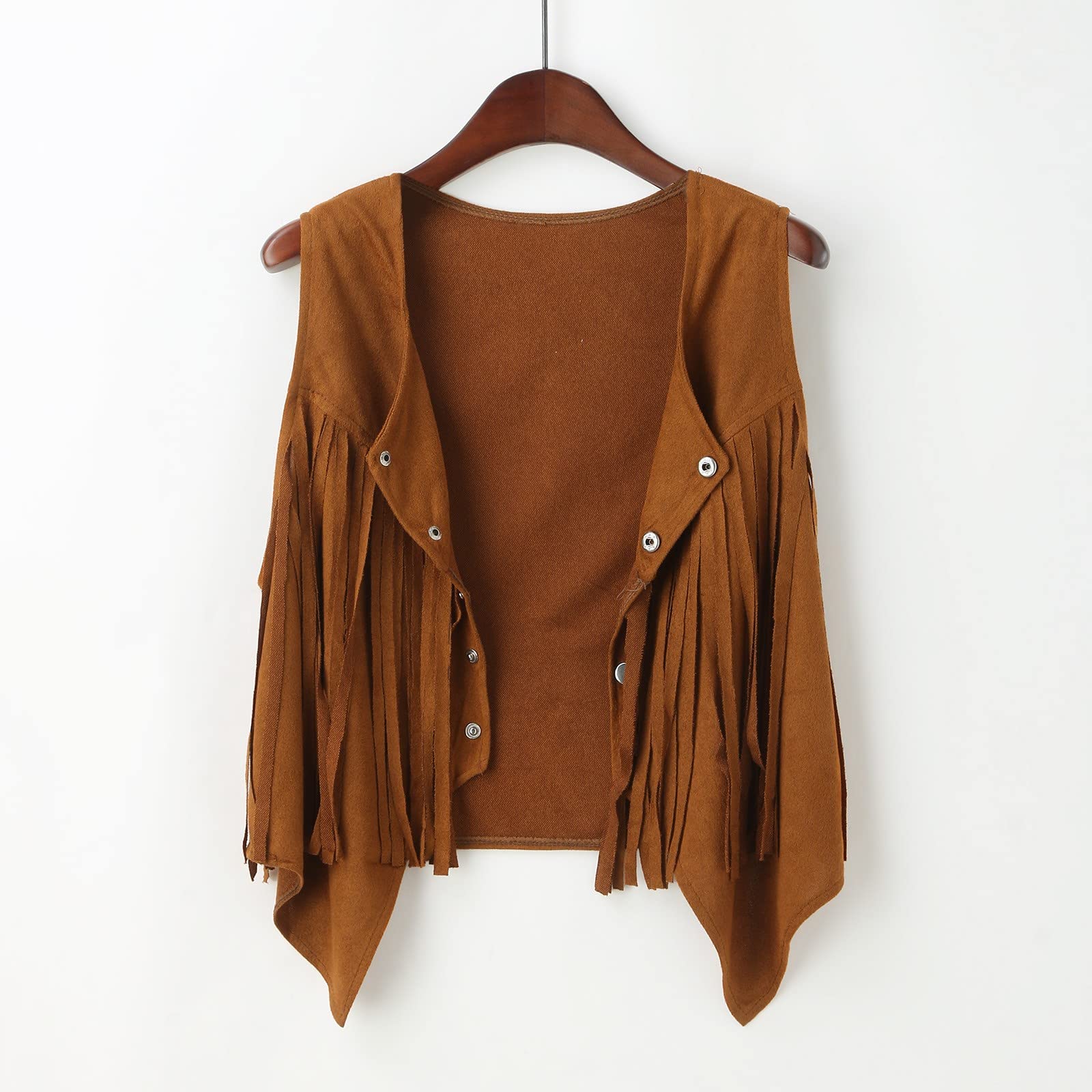 Women's Vintage Boho Fringe Leather Jacket - Sleeveless Western Open-Front Vest Hippie Style Jacket for Spring Fashion | Perfect for Music Festivals, Casual Outings & Boho Chic Outfits
