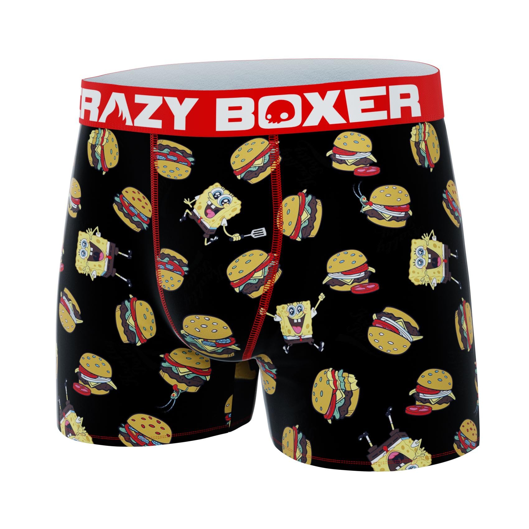 CrazyBoxer Men's Spongebob Squarepants Boxer Briefs - Soft Anti-Irritation Comfort Underwear with Breathable Fabric for Daily Wear & Sleep