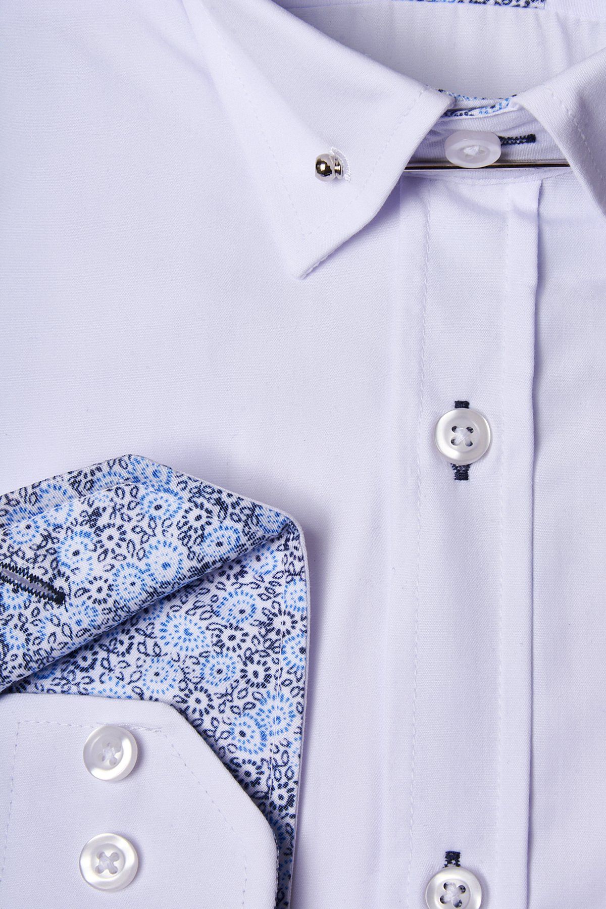 SUTTON Men's Classic White Dress Shirt with Collar Bar - Formal Office Wear & Business Attire for Professional Look