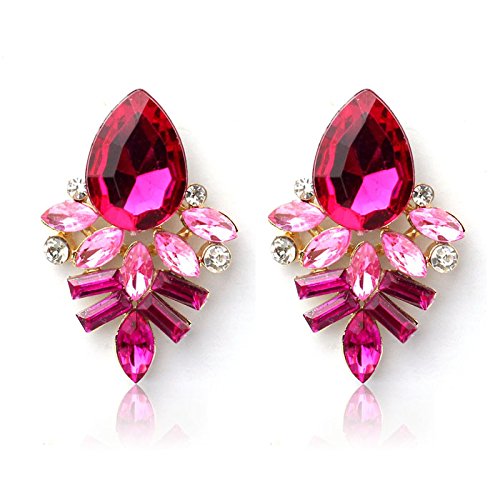 Fashionable Small Gold Drop Earrings for Women - Alloy Stud Earrings in Hot Pink | Perfect for Daily Wear, Office, Parties & Special Occasions