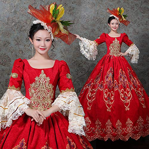 Victorian Renaissance Queen Dress for Women - Elegant Long Rococo Masquerade Ball Gown | Perfect for Costume Parties, Historical Reenactments & Themed Events