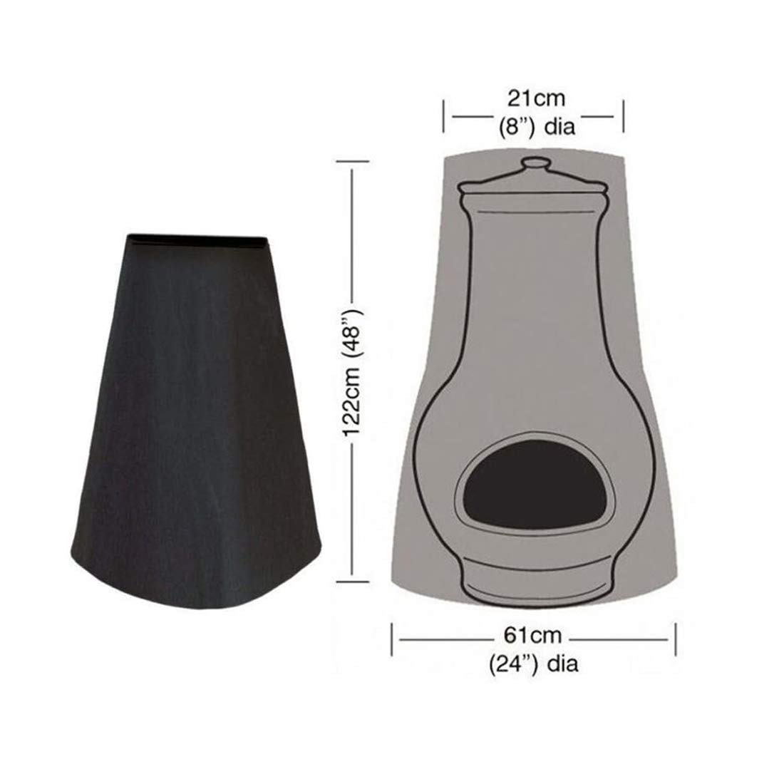 **J&C Waterproof Outdoor Fire Pit Cover - Lightweight Patio Chiminea Protector for Garden Heater, BBQ Grill & Fireplace (Black) - Perfect for Backyard, Camping & All-Weather Protection**