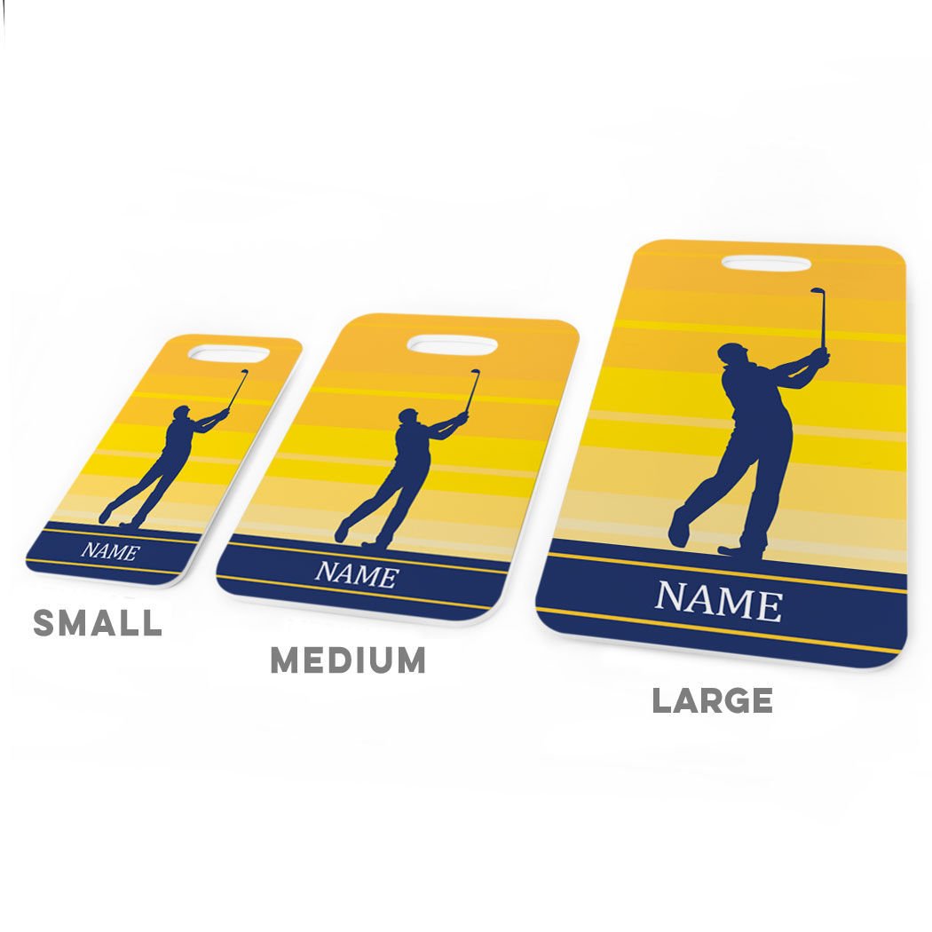 Personalized Golf Bag Tag for Men - Large Yellow Luggage Tag with Standard Lines | Ideal for Golf Travel & Club Identification