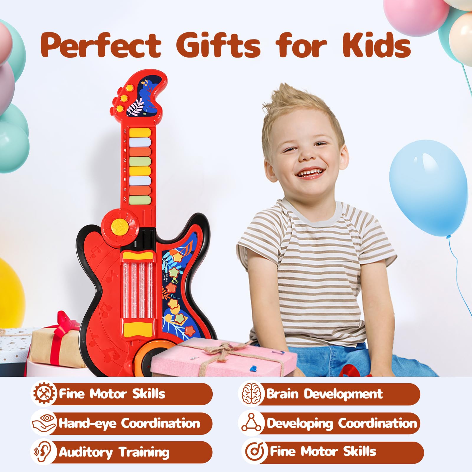 **4-in-1 Kids Musical Toy Guitar with Piano, Drum & Lullaby Projector – Toddler Guitar for Ages 2-5 – Perfect Gift for Boys & Girls – Playtime, Learning & Bedtime Fun**