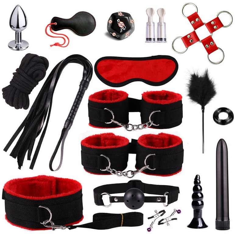 Premium Adjustable Under Mattress Bed Restraint Kit - Bondage Set for Couples with Handcuffs, Blindfolds & Feather Teaser - Fetish Sex Toys for Beginners & Adults - Perfect for Spicing Up Bedroom Play & BDSM Parties
