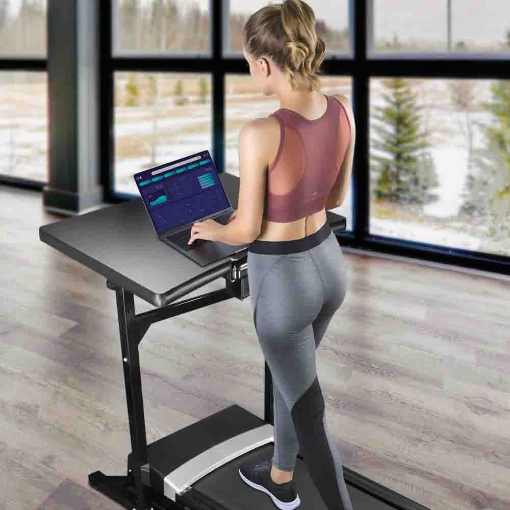 TheLAShop Electric Treadmill with Adjustable Desk Workstation - Foldable Walking Pad for Home Office & Under Desk Treadmill - Perfect for Work from Home, Exercise While Working & Small Space Fitness