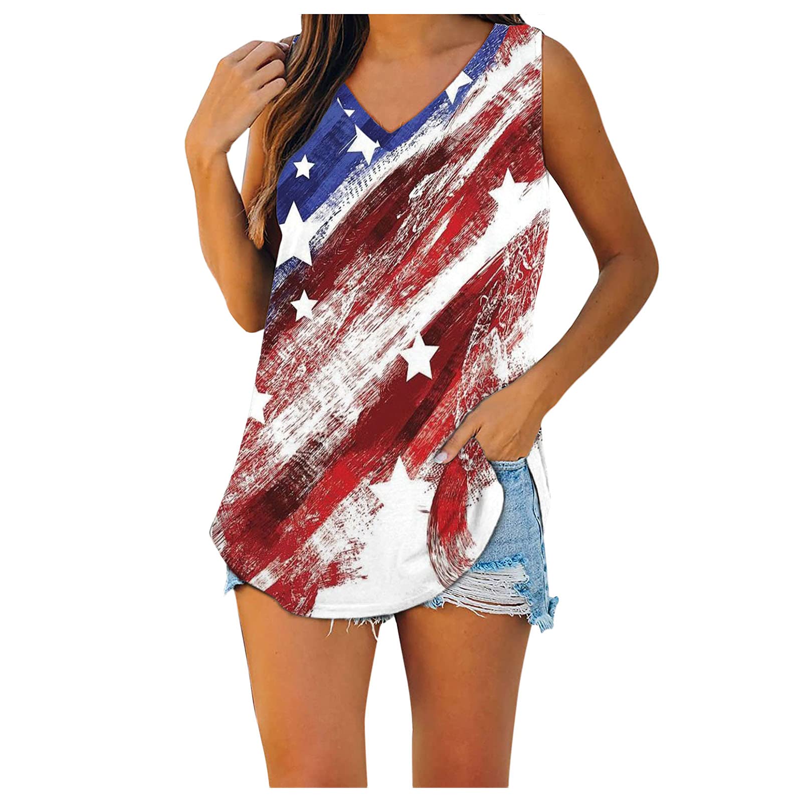 Women's Summer Tops - Casual Color Block Sleeveless Tank Tops | Breathable Crewneck Shirts for Beach, Vacation & Everyday Wear