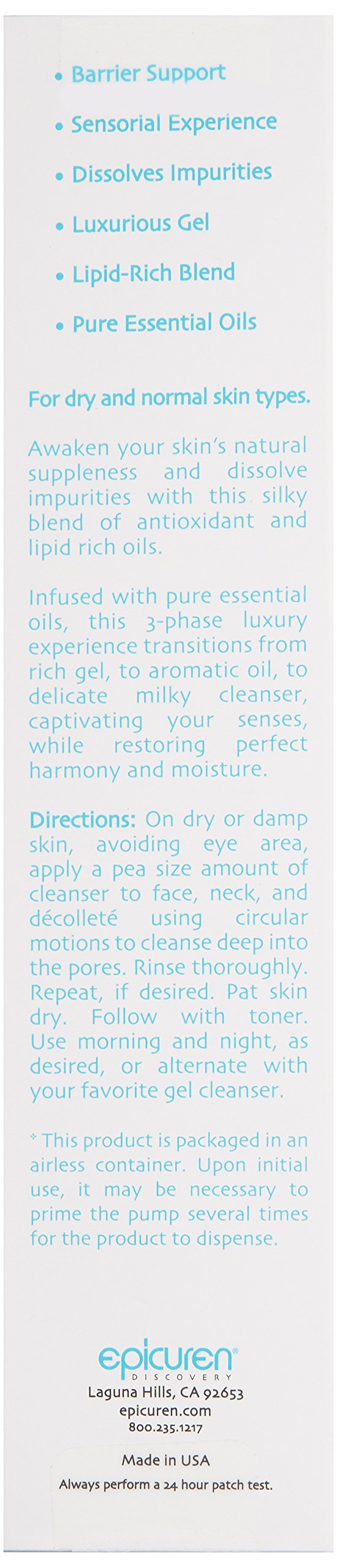 Epicuren DISCOVERY Silk Radiance 3-in-1 Cleansing Oil - Floral Scented Facial Cleanser, Makeup Remover & Moisturizer (3 oz) for Dry, Sensitive Skin | Daily Skincare & Night Routine
