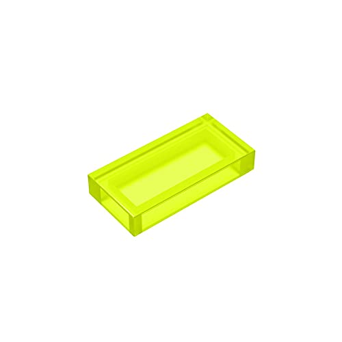 Gobricks GDS-566 1x2 Grooved Building Bricks - 100% Lego-Compatible (Fits 3069 & 30070) | 50-Piece Trans-Neon Green Bricks for MOC Models, STEM Toys & DIY Projects | Perfect for Architecture Sets, Technic Parts & Creative Play