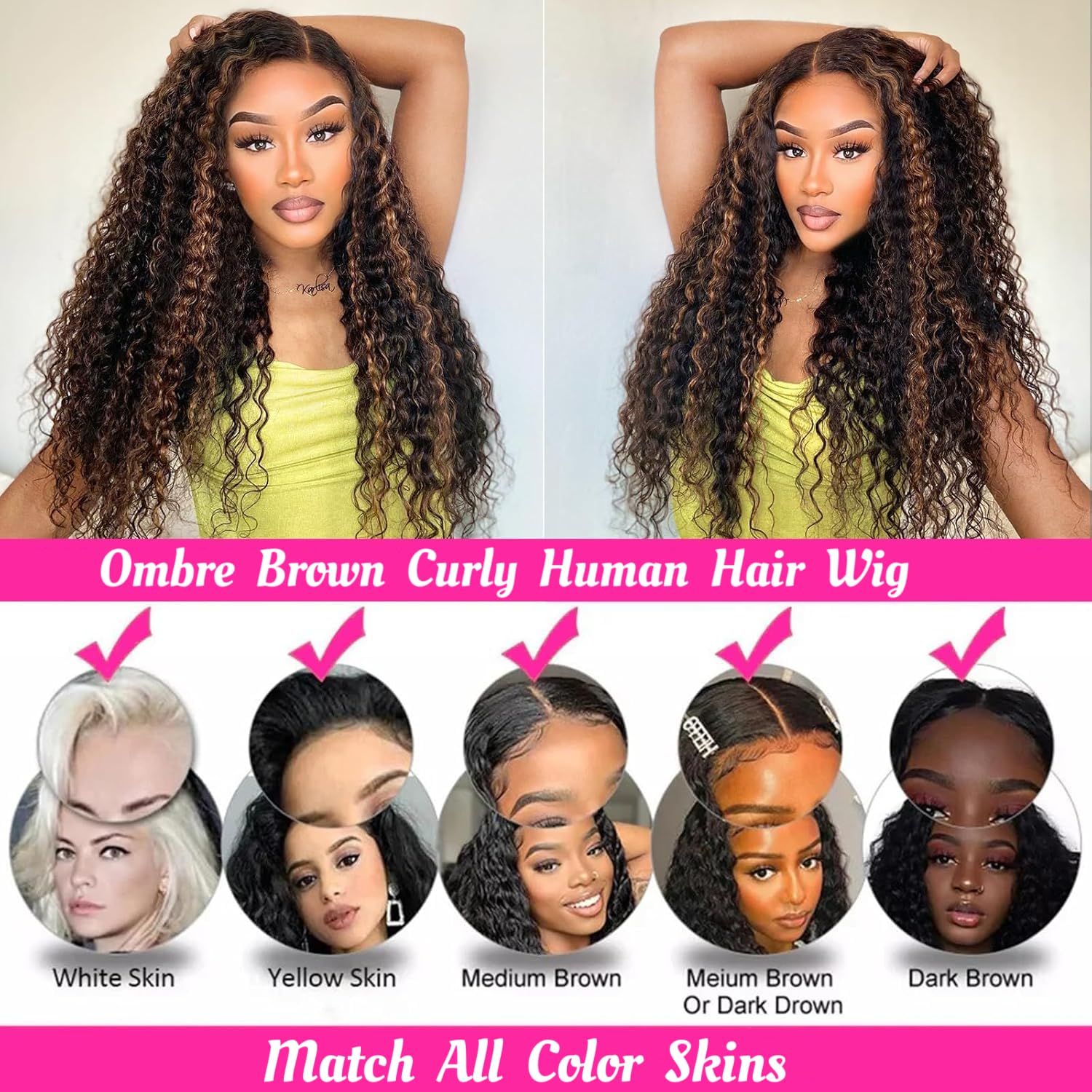 13x4 HD Lace Front Wig Human Hair - 1B/30 Deep Wave Pre Plucked Balayage Ombre Brown - 180% Density 26 Inch Glueless Lace Front Wigs for Women - Perfect for Daily Wear, Parties & Special Occasions