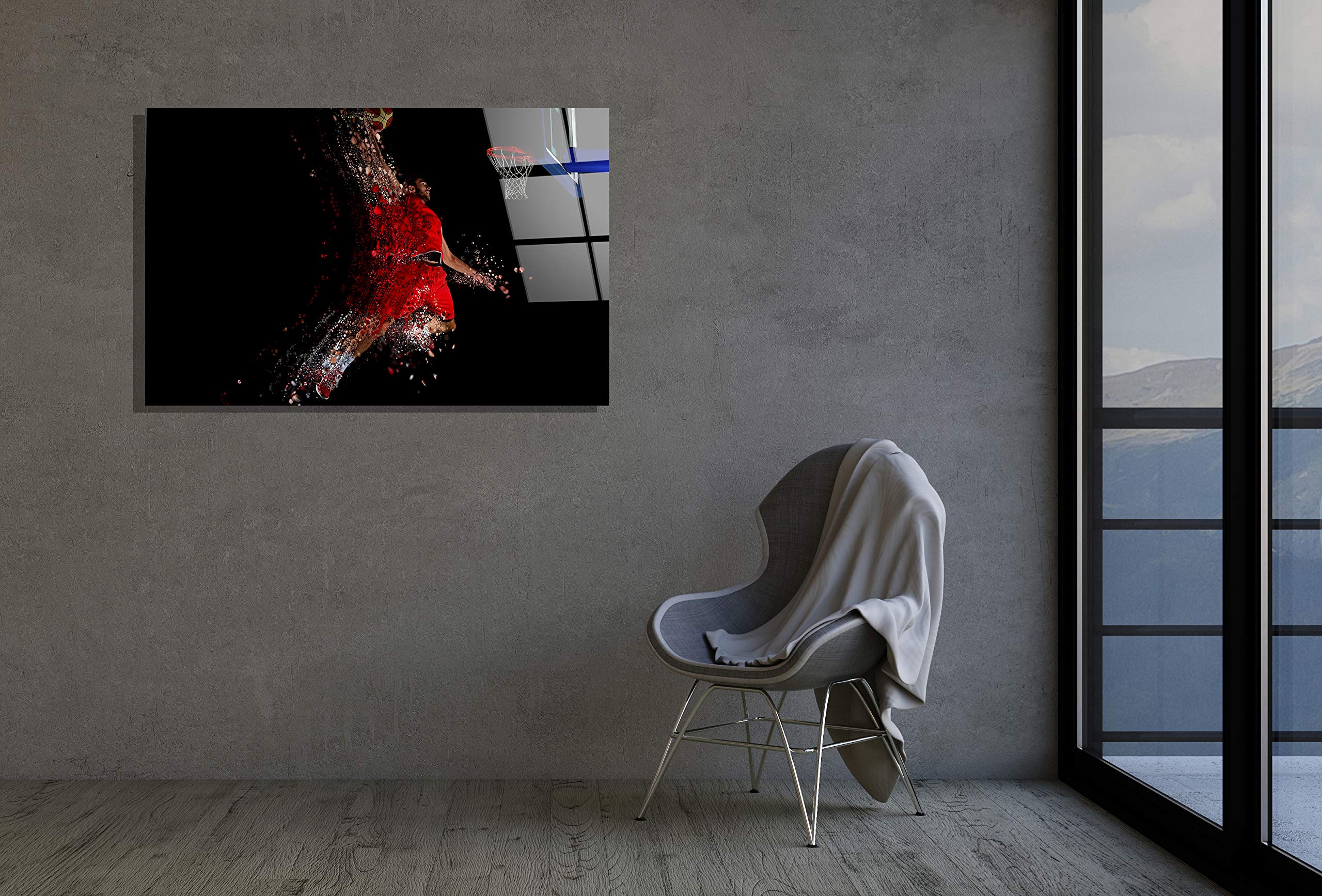 Basketball Player Wall Art - Tempered Glass Decor Print - Perfect for Home, Office & Sports Room Decor - Unique Gift for Basketball Fans