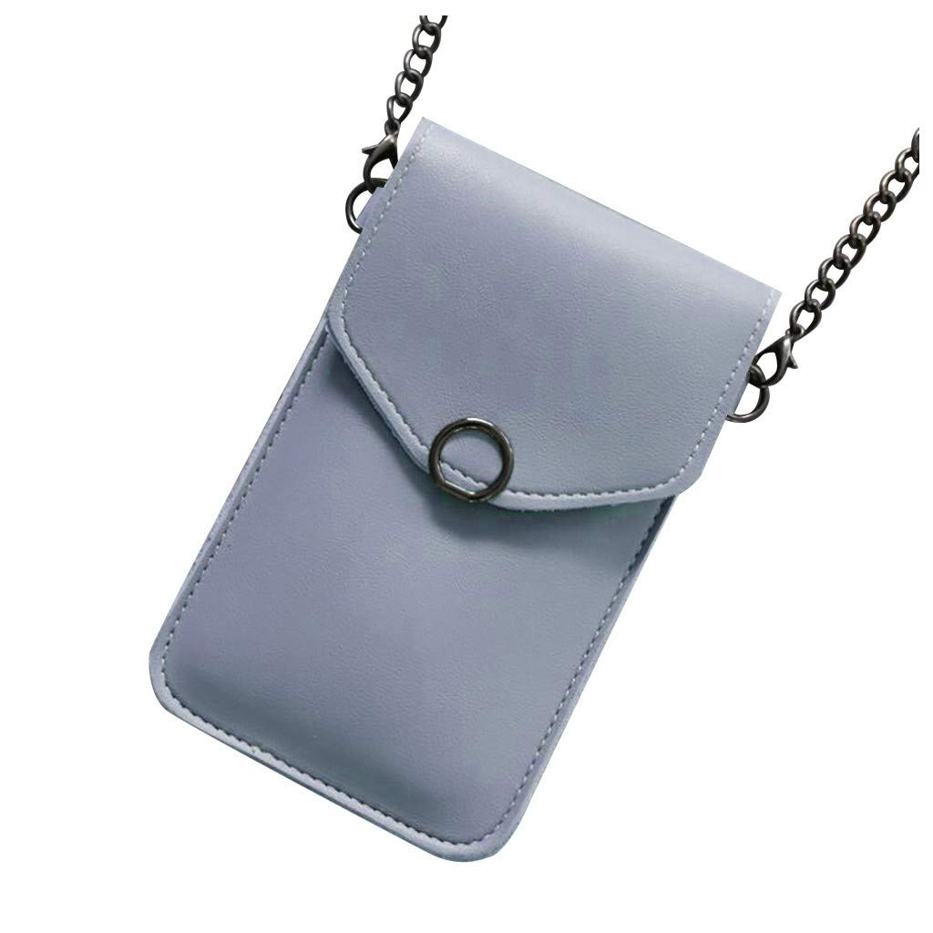 Genuine Leather Mini Crossbody Phone Bag for Women - Touchable Shoulder Bag with Detachable Wallet - Black Purse for Everyday Use, Travel & Shopping