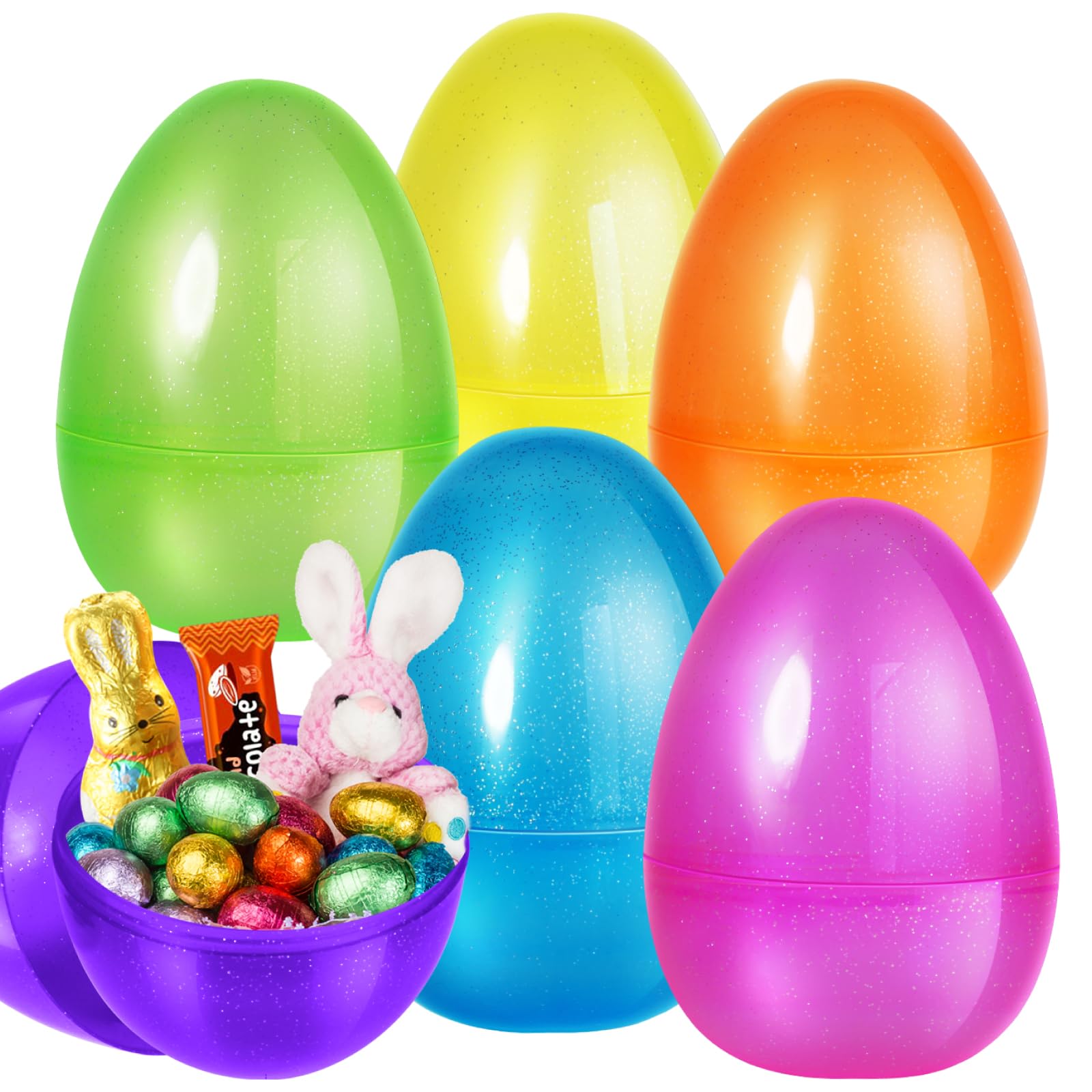 SpringFlower 12-Piece Jumbo Easter Eggs Set - 10 Inch Large Plastic Easter Eggs for Easter Egg Hunt, Empty Fillable Eggs for Candy & Treats, Easter Basket Stuffers & Party Favors - Perfect for Easter Celebrations, Kids' Parties & Spring Festivities