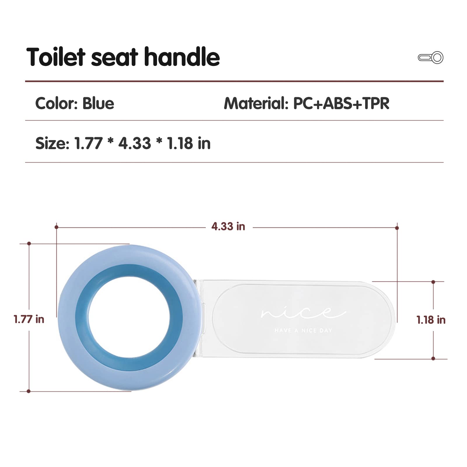 Blue Toilet Seat Handle & Lid Lifter - 2 Pack for Sanitary Bathroom Use