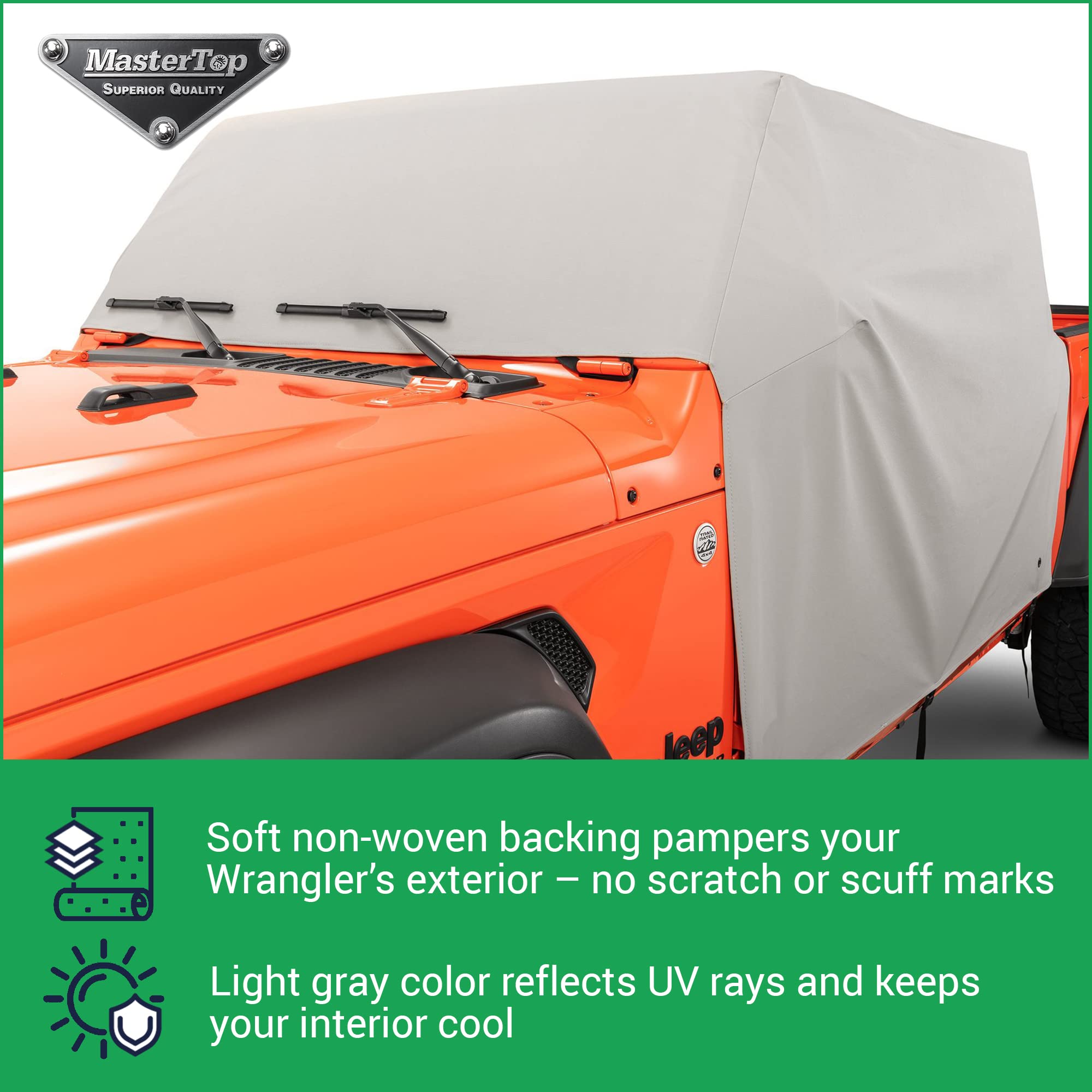 MasterTop Full Door Cab Cover with Storage Tote for Jeep Gladiator JT 2020-2021 | Hard/Soft Top Compatible | Waterproof UV-Resistant Vehicle Protection | Shields Against Rain, Dirt & Dust | Perfect for Off-Roading & Outdoor Storage
