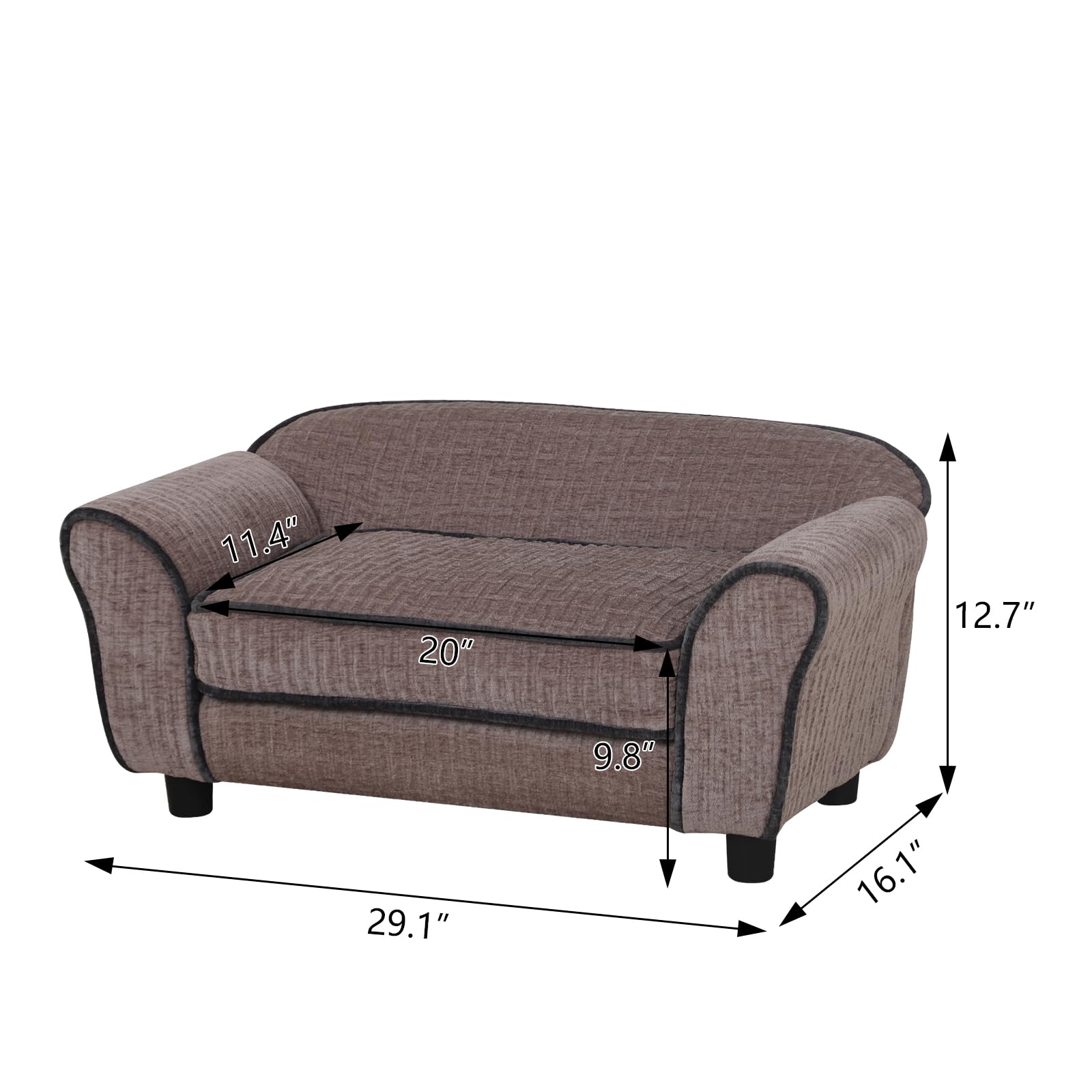 Luxury Striped Fleece Pet Sofa Bed for Small Dogs & Cats - Soft & Cozy Animal Sleeping Couch - Light Brown - Perfect for Living Room, Bedroom & Pet Napping Areas