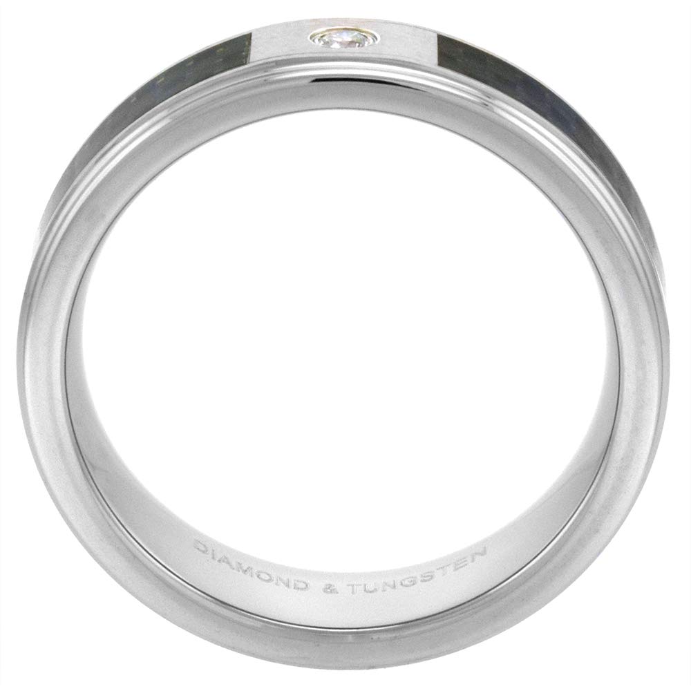 8mm & 6mm Tungsten Diamond Wedding Band for Men & Women - Black Carbon Fiber Inlay, Beveled Edges, Comfort Fit (Sizes 4-13) - Perfect for Anniversaries, Engagements & Everyday Wear