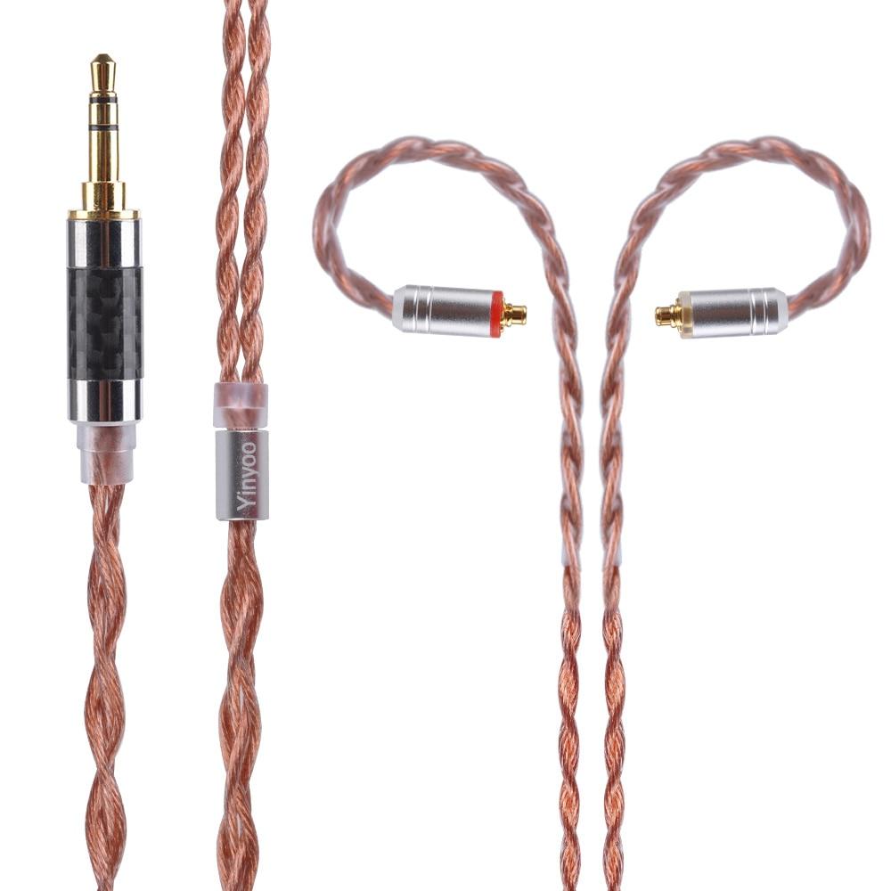 Yinyoo 4 Core Alloy Pure Copper Cable for MMCX/2pin Headphones - 2.5mm/3.5mm/4.4mm Balanced Audio Upgrade - Perfect for Audiophiles & Studio Monitoring