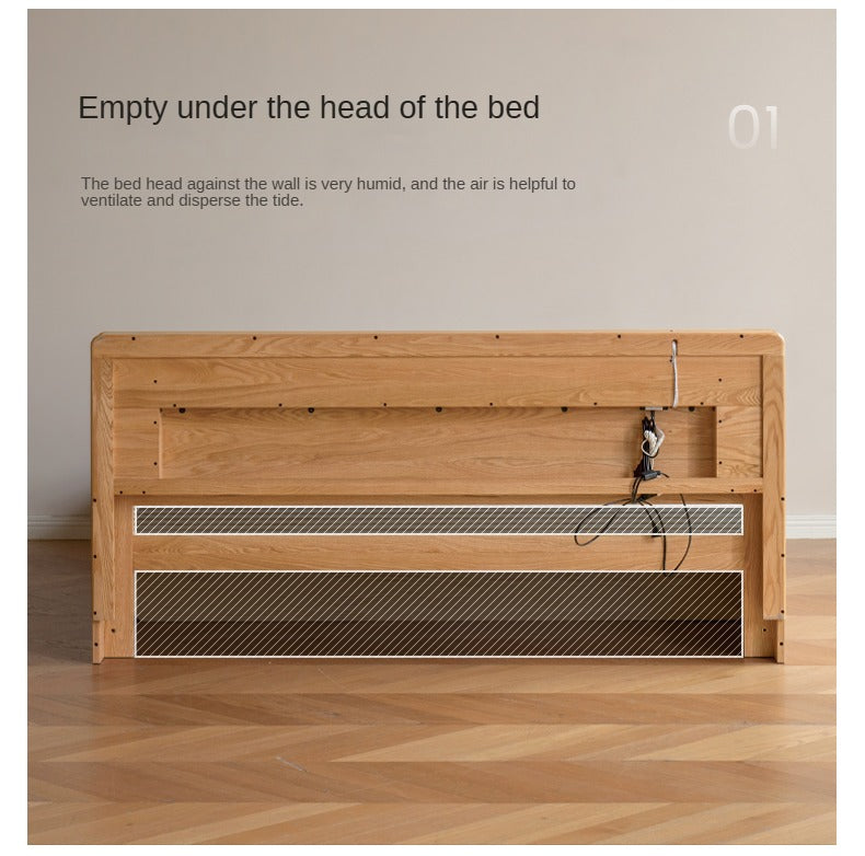 Premium Oak Solid Wood Luminous Box Bed - Durable Nightstand with Glow-in-the-Dark Features for Bedroom, Guest Room, and Kids Room Decor
