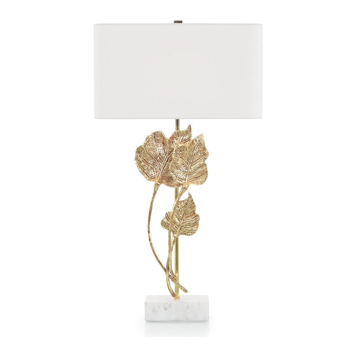 Vintage Gold Leaf Table Lamp with White Shade - Elegant Home Decor for Living Room, Bedroom & Office Lighting