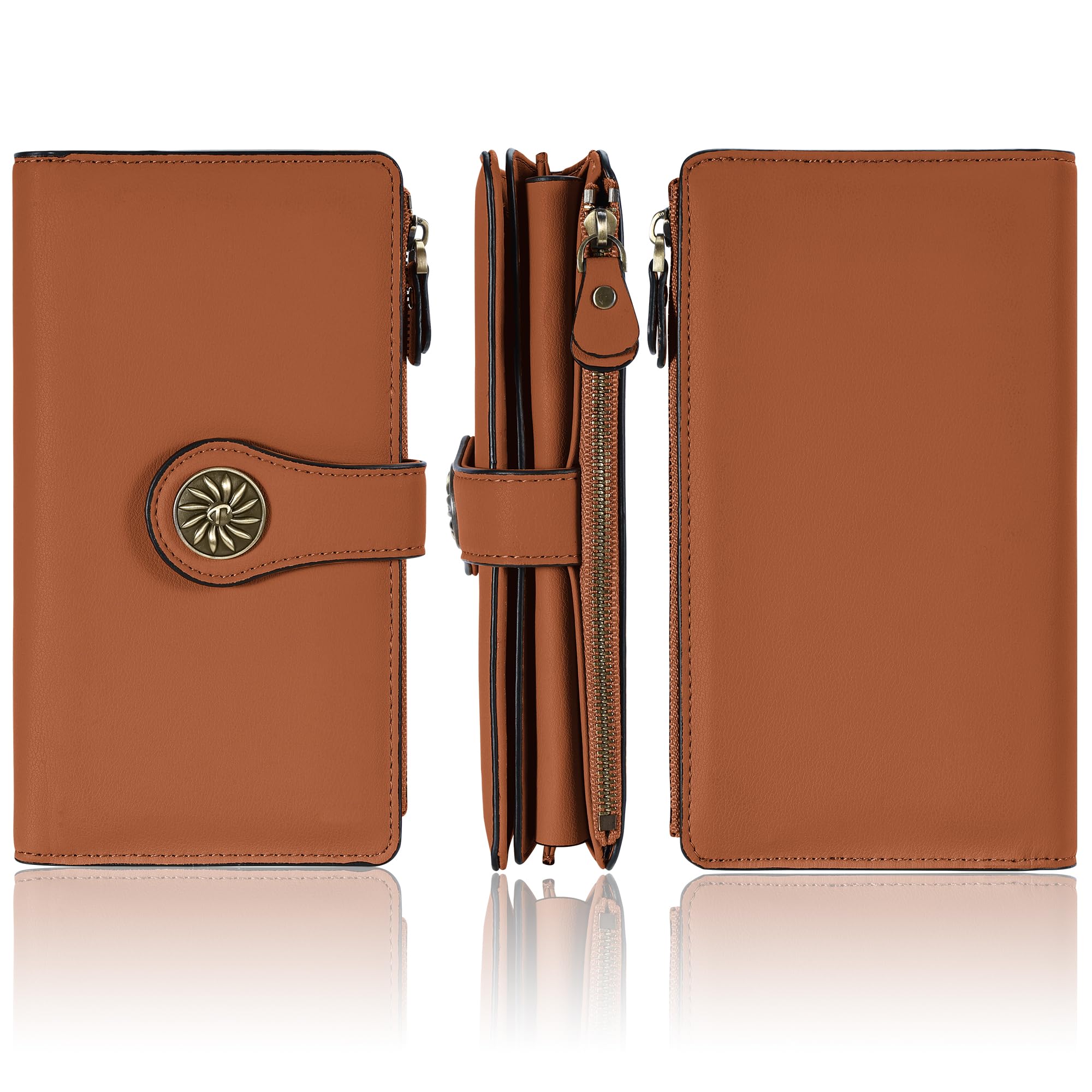 Travelambo Women's RFID Blocking Luxury Waxed Leather Clutch Wallet - Large Capacity Multi-Card Organizer with Zipper Pocket | Perfect for Travel, Shopping & Everyday Use