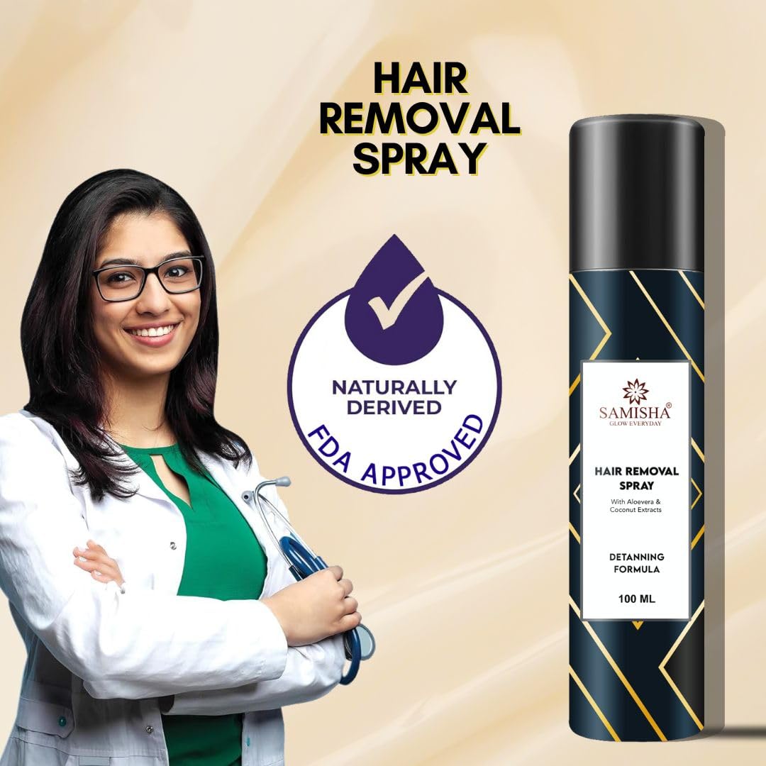 Samisha Hair Removal Spray for Women - Gentle & Effective Private Part Hair Remover | Instant Painless Hair Removal Cream | 1 Count | Perfect for Bikini Line, Underarms & Sensitive Skin Care