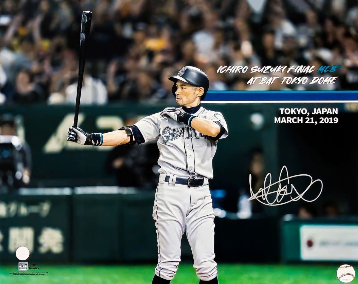 Ichiro Suzuki Autographed 16x20 Seattle Mariners Final At Bat Photo with COA - Perfect for Baseball Memorabilia Collectors and Mariners Fans Display