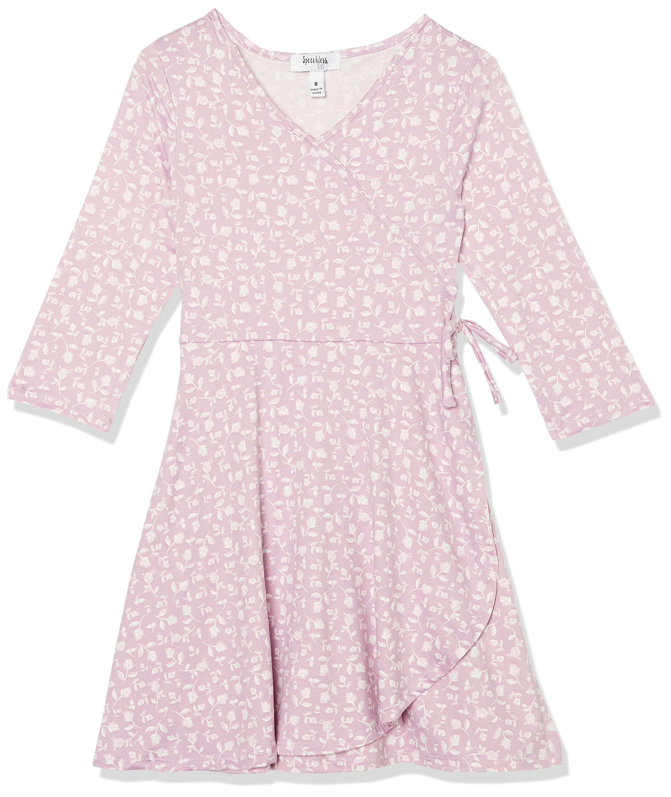 Elegant Faux Wrap Dress for Girls - Long Sleeve Party Wear