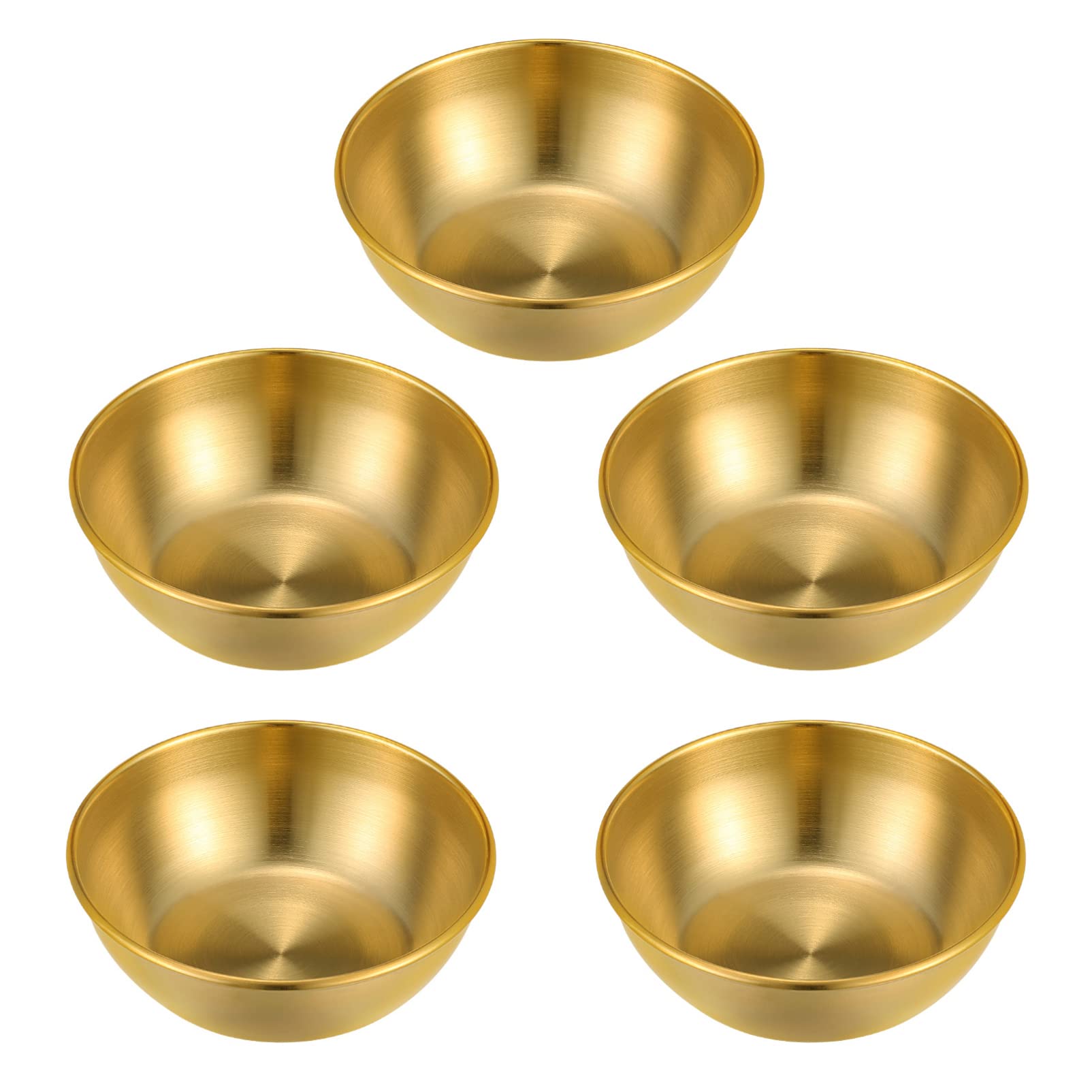 5-Piece Stainless Steel Mini Sauce Bowls - Round Seasoning Dishes for Sushi, Appetizers & Food Prep | Perfect for Dipping Sauces, Condiments & Serving Small Portions | Dishwasher Safe & Durable Kitchen Essential