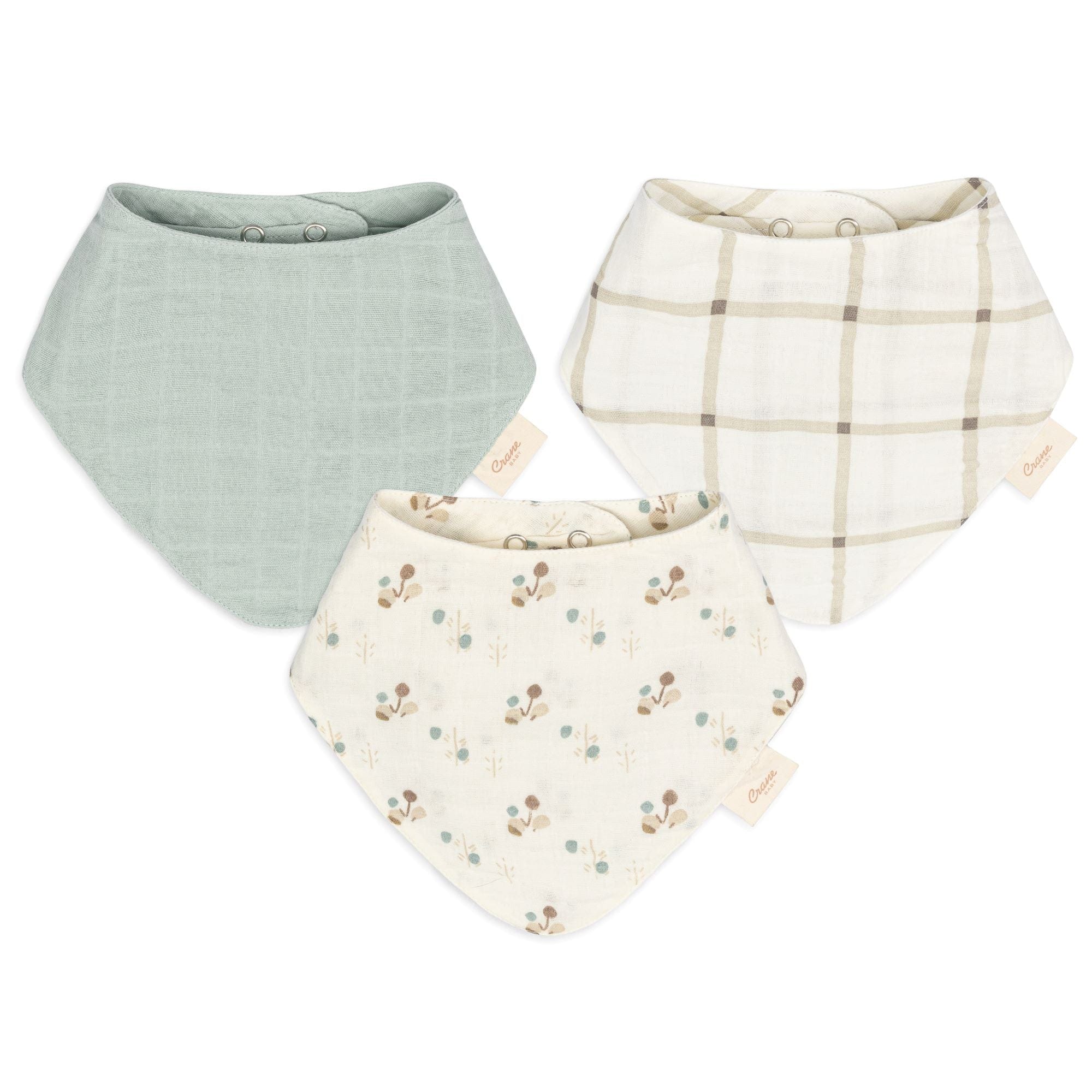 Organic Cotton Baby Bib Set - 3 Piece Poppy Design for Mess-Free Feeding | Soft & Absorbent for Infants & Toddlers | Perfect for Mealtime, Snacks & On-the-Go