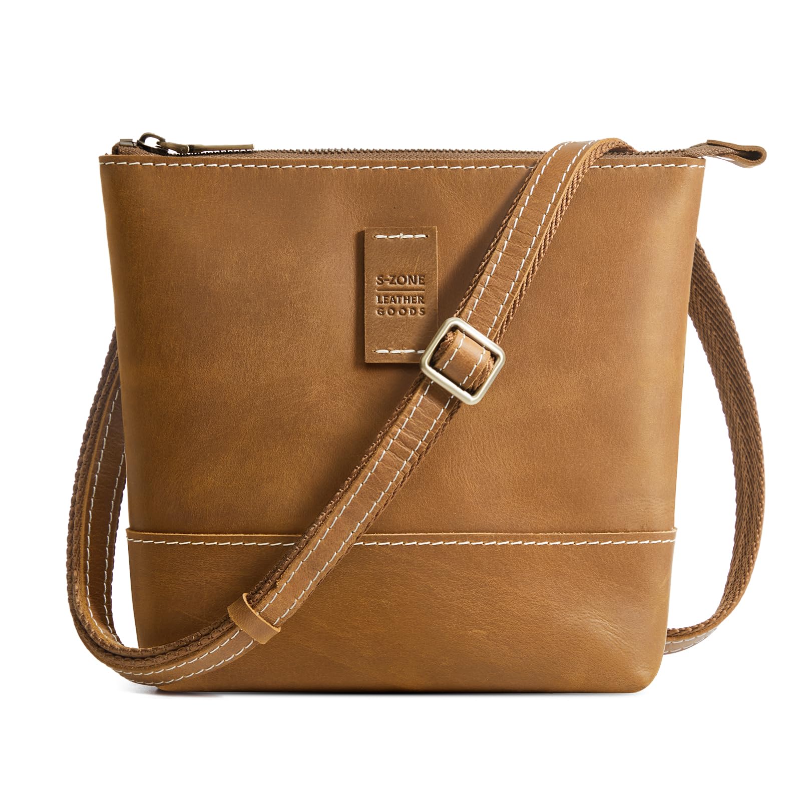 Trendy S-ZONE Women's Leather Crossbody Bag - Small Shoulder Purse & Handbag for Daily Use, Travel, and Work