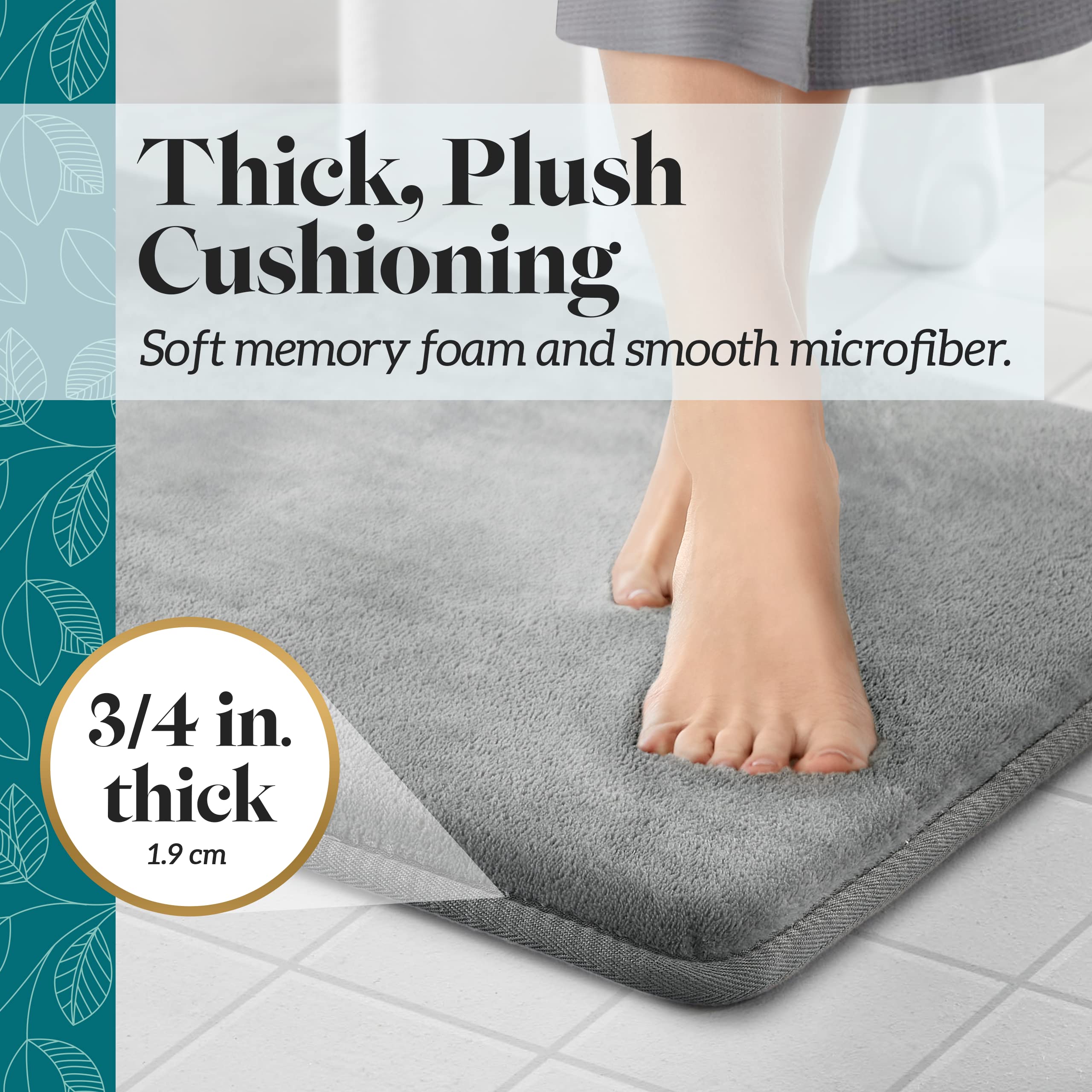 Genteele Memory Foam Bath Mat - Super Soft Non-Slip Absorbent Velvet Bathroom Rug (20
