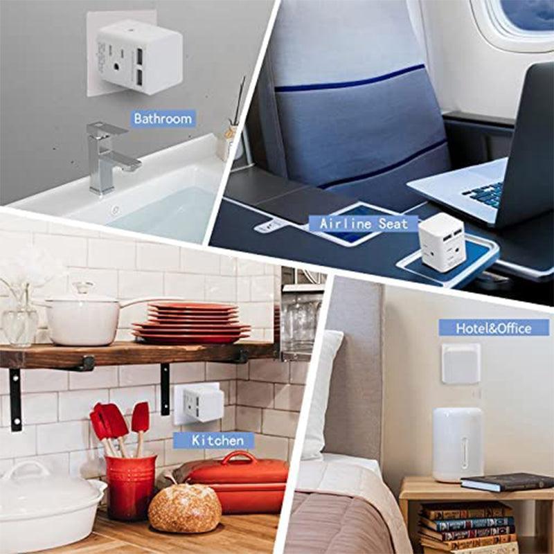 Cruise Ship Approved Multi Outlet with 2 USB Ports & 4 AC Outlets - Perfect for Travel, Cruise Cabins & Hotels