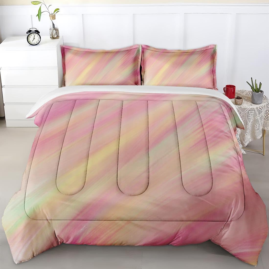 Funny Colorful Twin Size Comforter Set - Soft Pastel Bedding for Kids & Adults, Includes Comforter & Pillowcases - Perfect for Bedroom Decor, Dorm Room Essentials & Cozy Home Styling