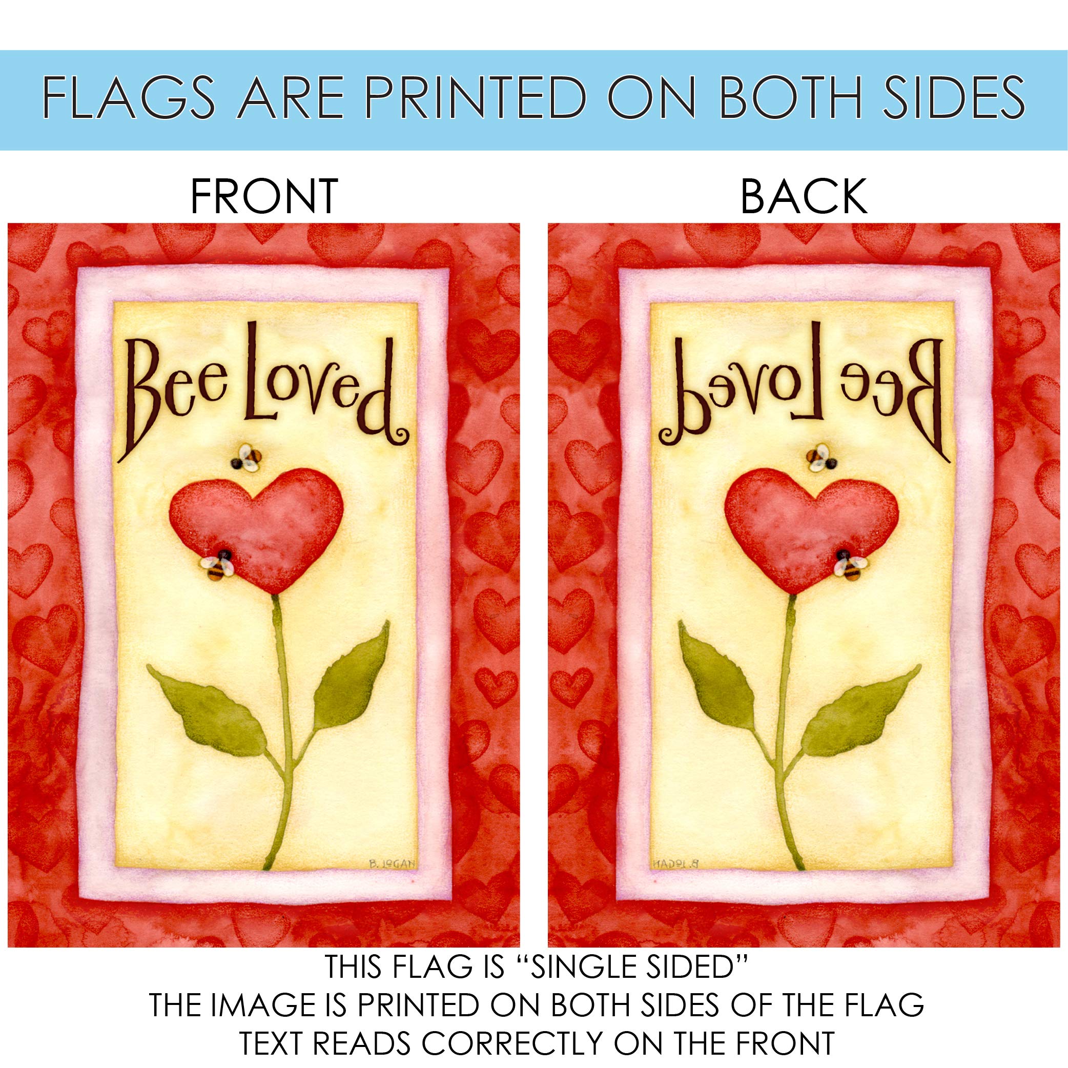 Toland Home Garden 108049 Double Sided Valentine's Day Garden Flag - 28x40 Inch Outdoor Yard Decoration with Bee Design | Perfect for Front Porch, Lawn, and Valentine's Day Home Decor