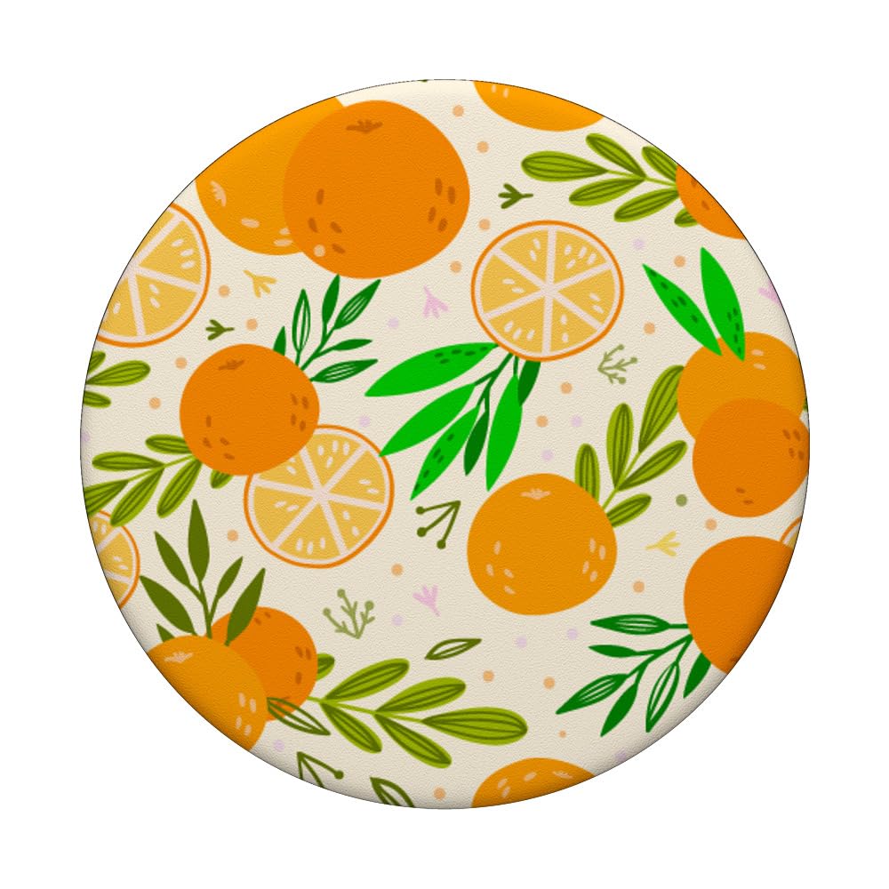 Orange Fruit Slices Pattern Summer Food Citrus Fruit Oranges PopSockets PopGrip - Swappable Phone Grip with Adhesive for iPhone, Samsung & Tablets - Perfect for Summer, Beach & Outdoor Activities