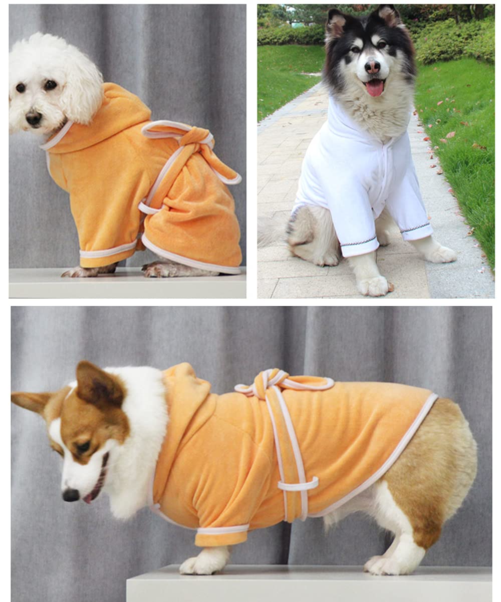 Microfiber Dog Bathrobe with Hood - Fast Drying Dog Drying Coat & Puppy Towel for Small Medium Large Dogs (2XL, Orange) - Perfect for Post-Bath Drying, Grooming & Keeping Pets Warm